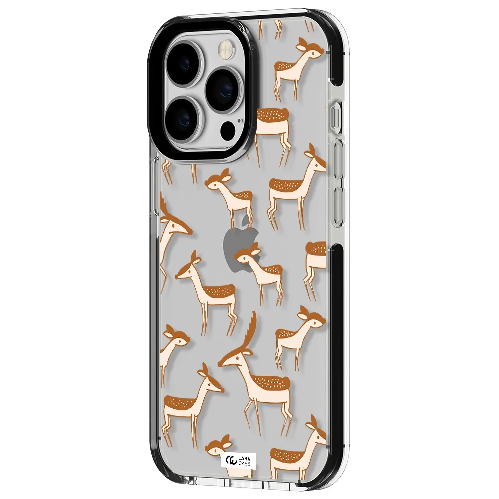 a pattern of deer and fawns Apple iPhone 13 Pro impact black border Case