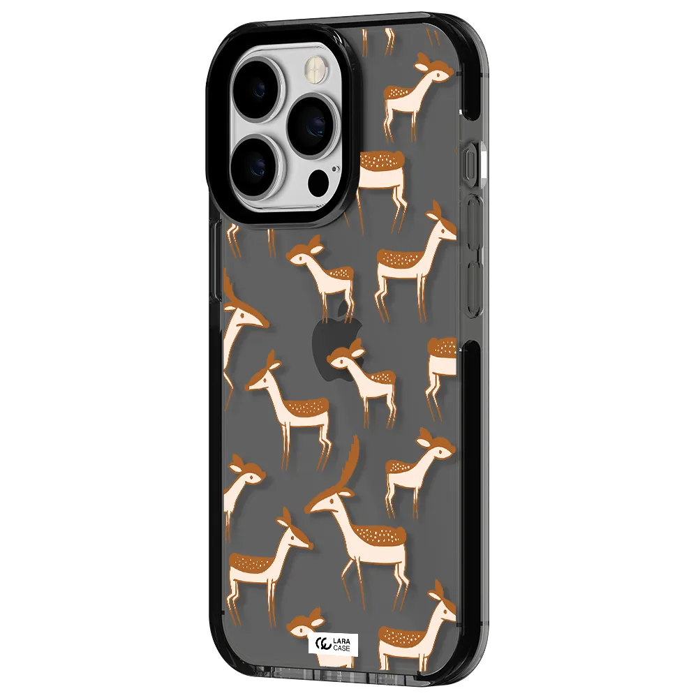 a pattern of deer and fawns Apple iPhone 13 Pro impact Smoke Black Case