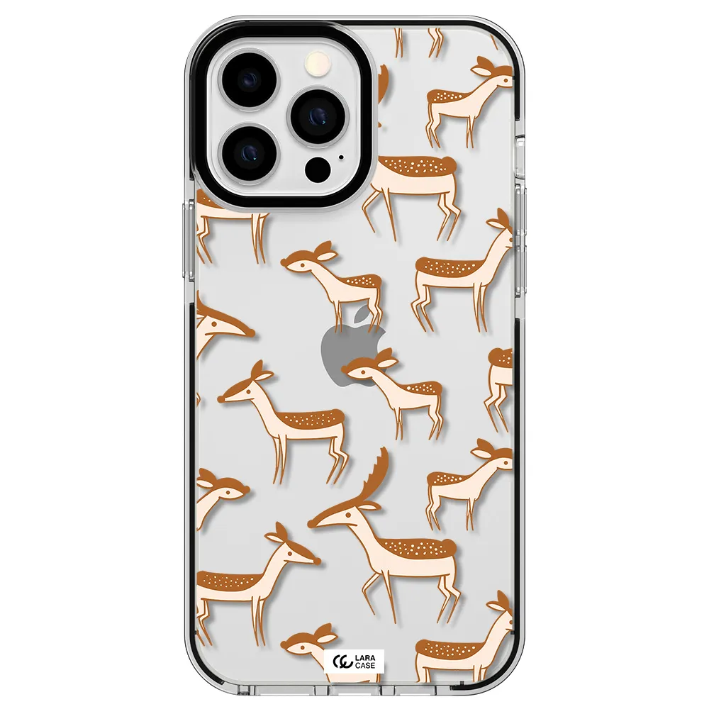 a pattern of deer and fawns Apple iPhone 13 Pro Max impact black border Case