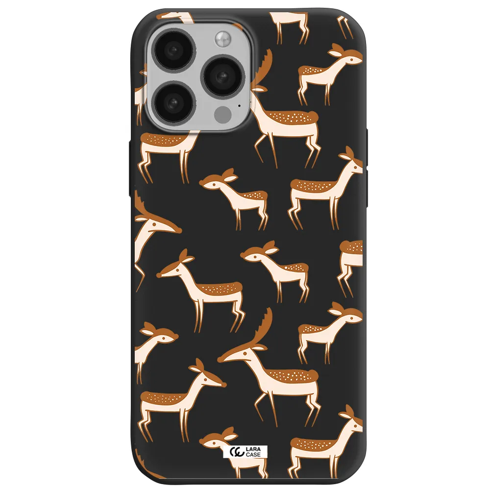 a pattern of deer and fawns Apple iPhone 13 Pro Max Silicone black Case