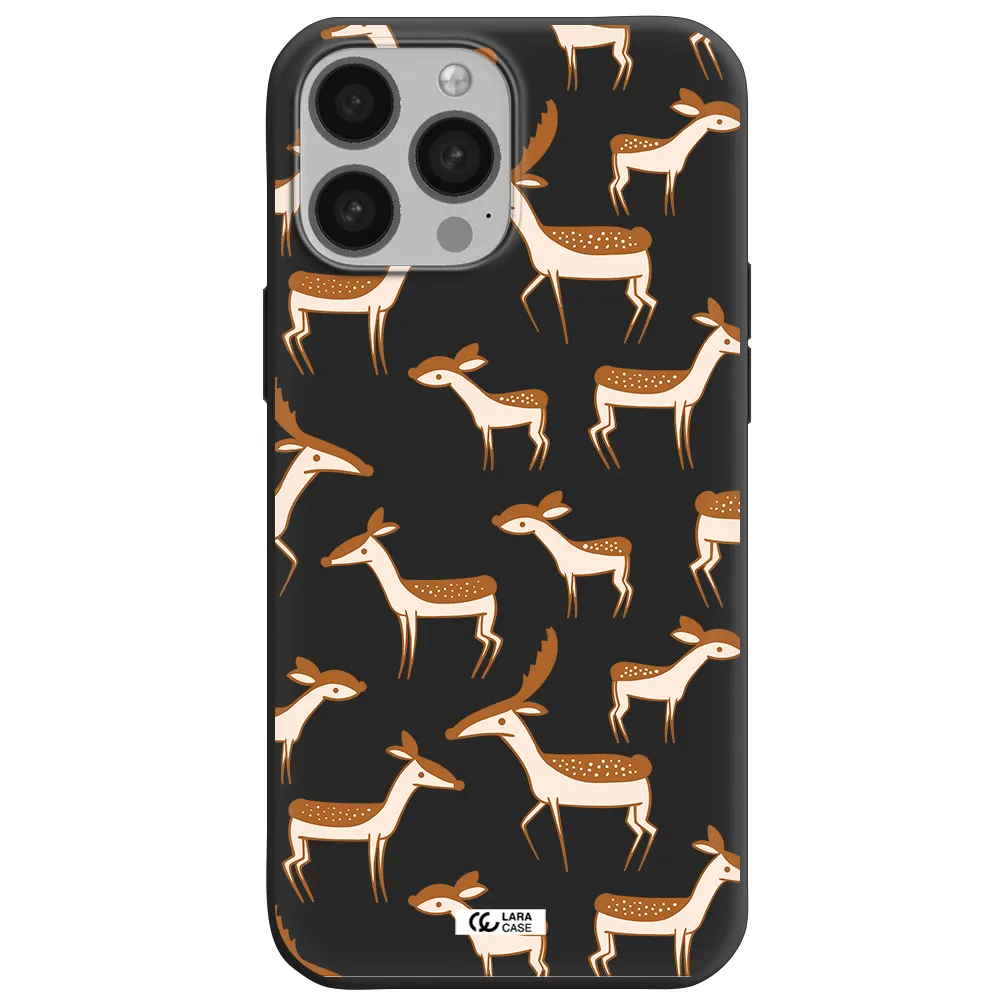 a pattern of deer and fawns Apple iPhone 13 Pro Silicone black Case