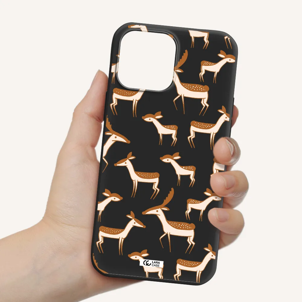 a pattern of deer and fawns Apple iPhone 13 Pro Silicone black Case
