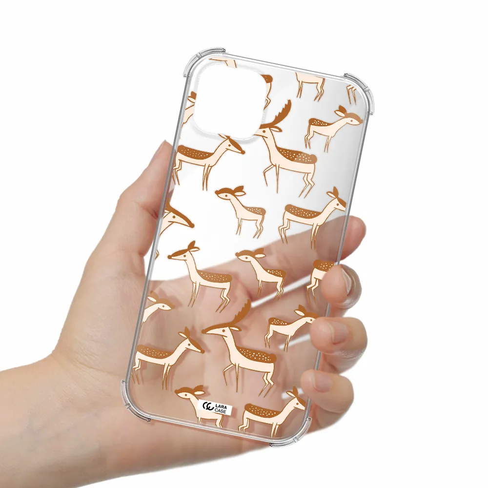 a pattern of deer and fawns Apple iPhone 14 Clear PC Case