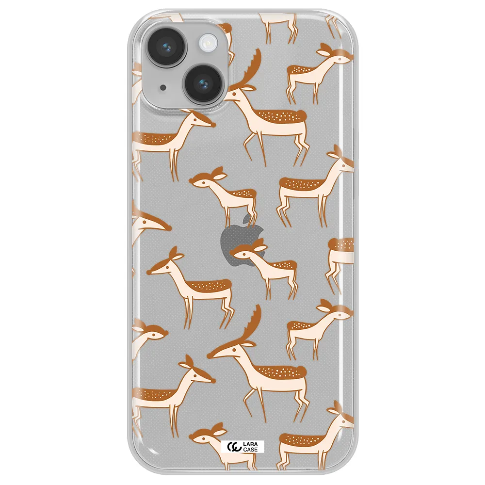 a pattern of deer and fawns Apple iPhone 14 Clear TPU Case