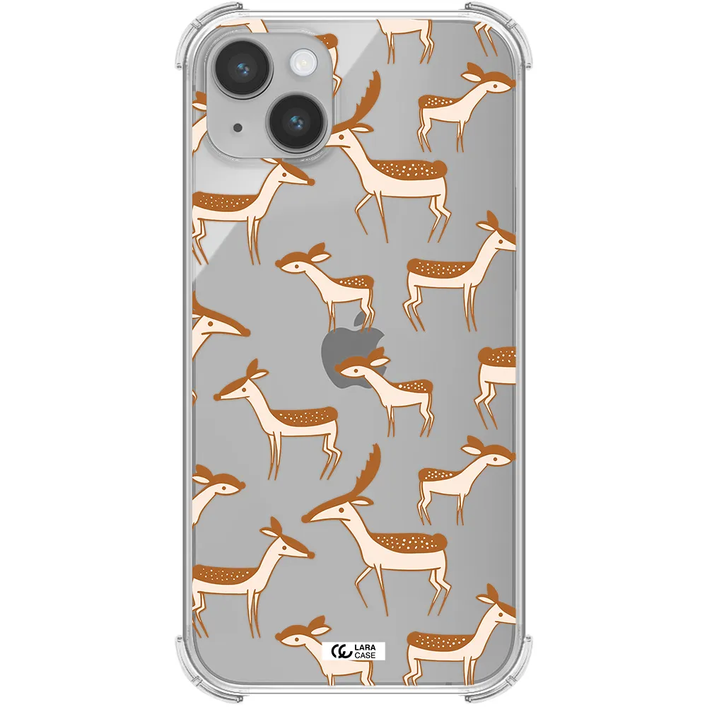 a pattern of deer and fawns Apple iPhone 14 plus Clear PC Case
