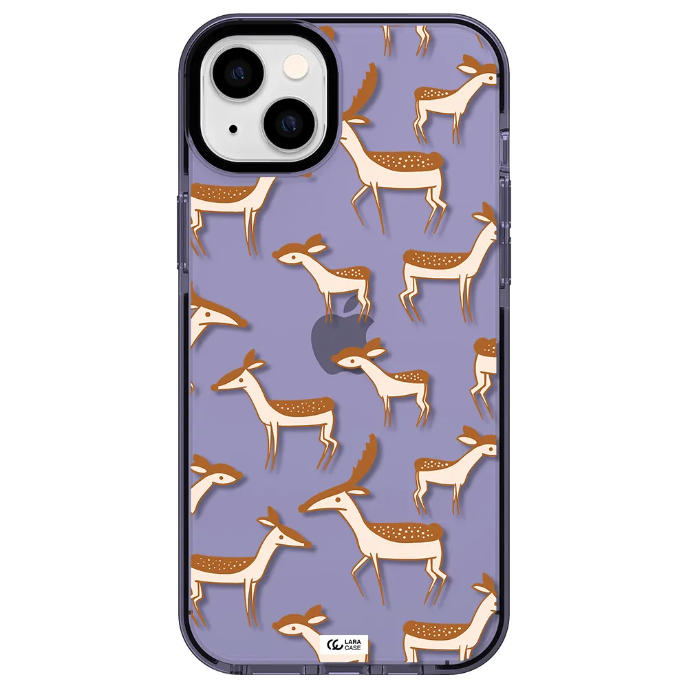 a pattern of deer and fawns Apple iPhone 14 plus impact Lilac Case