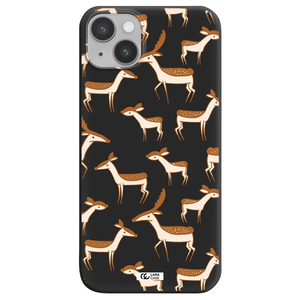 a pattern of deer and fawns Apple iPhone 14 plus Silicone black Case