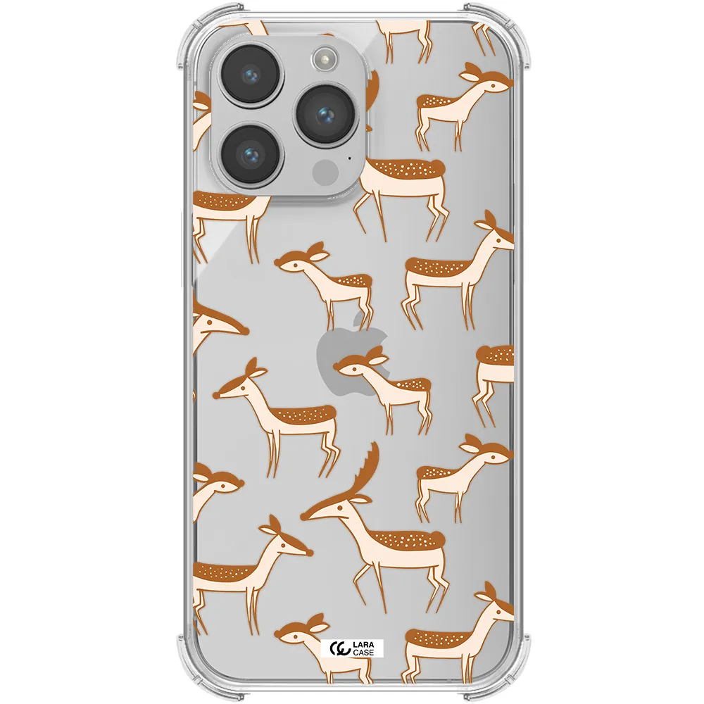 a pattern of deer and fawns Apple iPhone 14 pro Clear PC Case