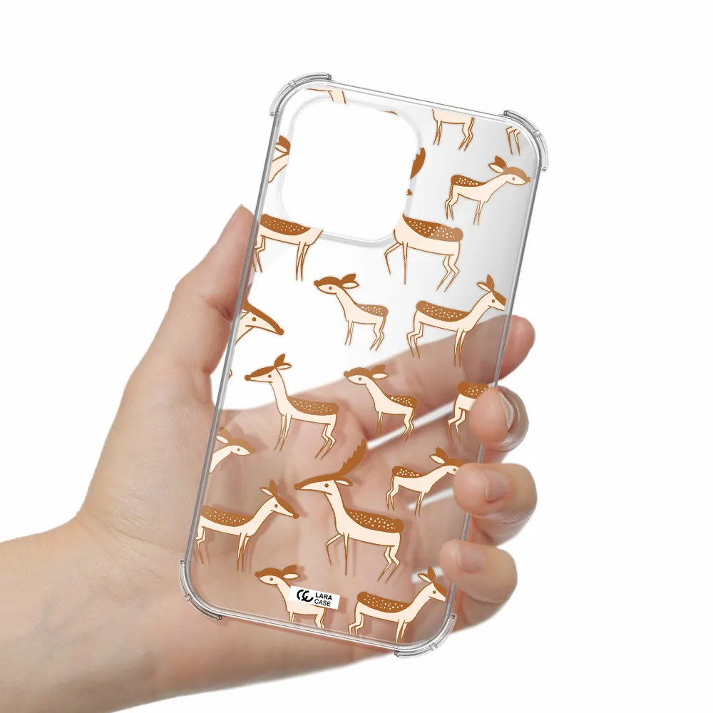 a pattern of deer and fawns Apple iPhone 14 pro Clear PC Case