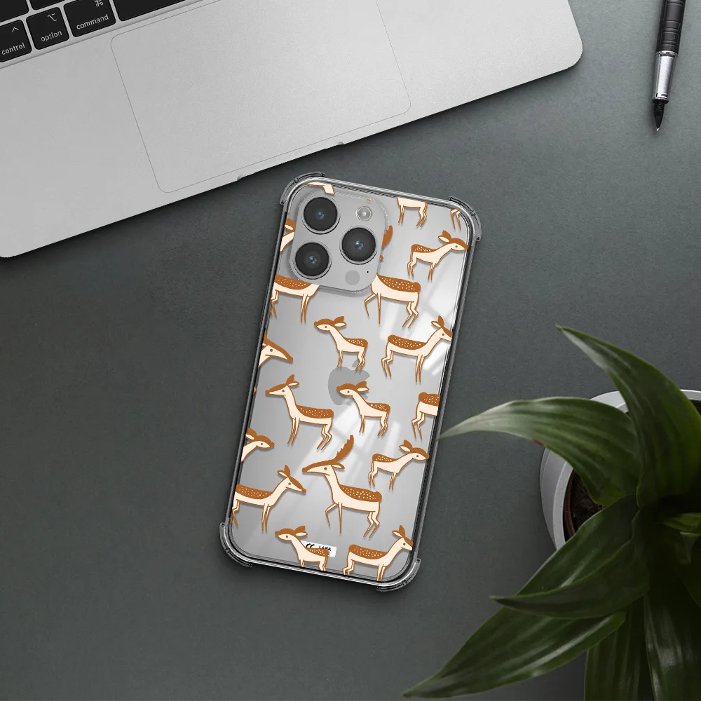 a pattern of deer and fawns Apple iPhone 14 pro max Clear PC Case
