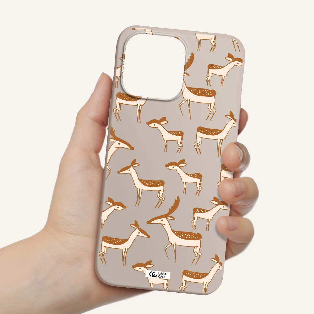 a pattern of deer and fawns Apple iPhone 14 pro Silicone Stone Case