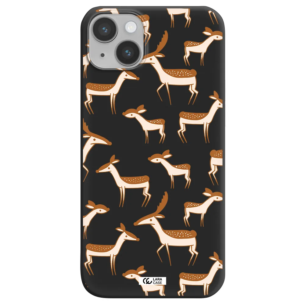 a pattern of deer and fawns Apple iPhone 14 Silicone black Case