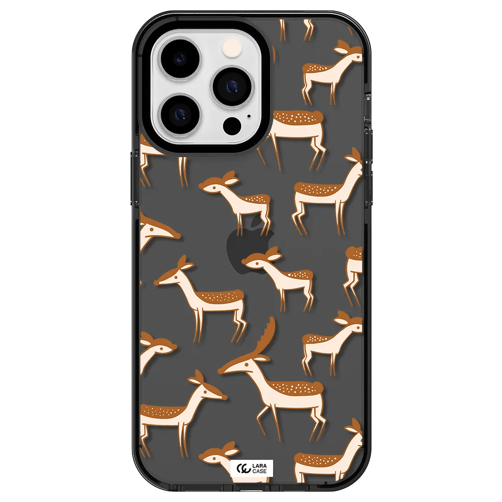 a pattern of deer and fawns Apple iPhone 15 Pro Max impact Smoke Black Case