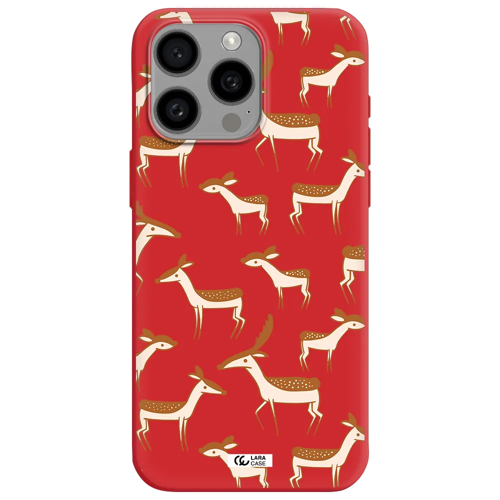 A Pattern Of Deer And Fawns Apple Iphone 15 Pro Max Silicone Imperial Red Case