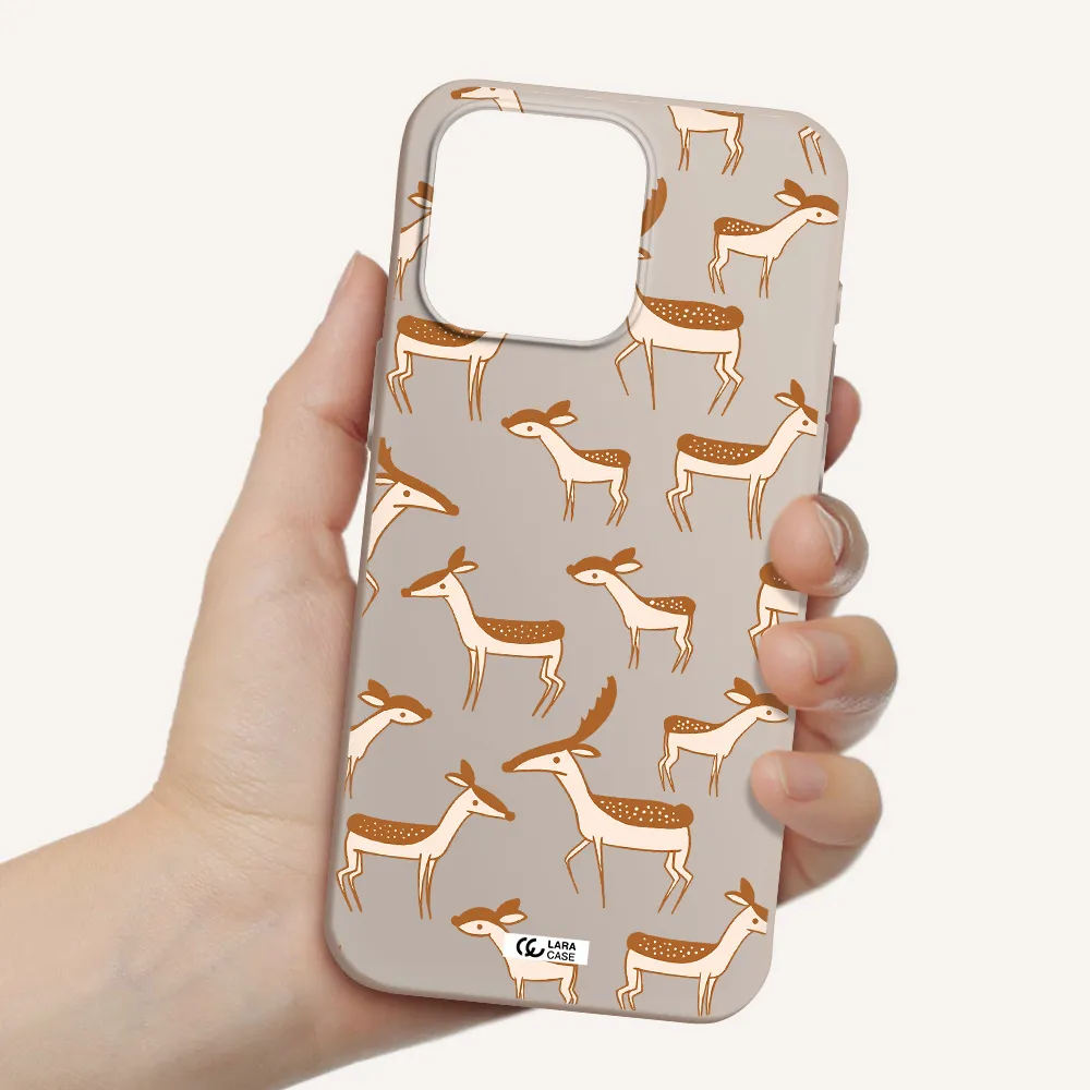a pattern of deer and fawns Apple Iphone 15 Pro max Silicone Stone Case