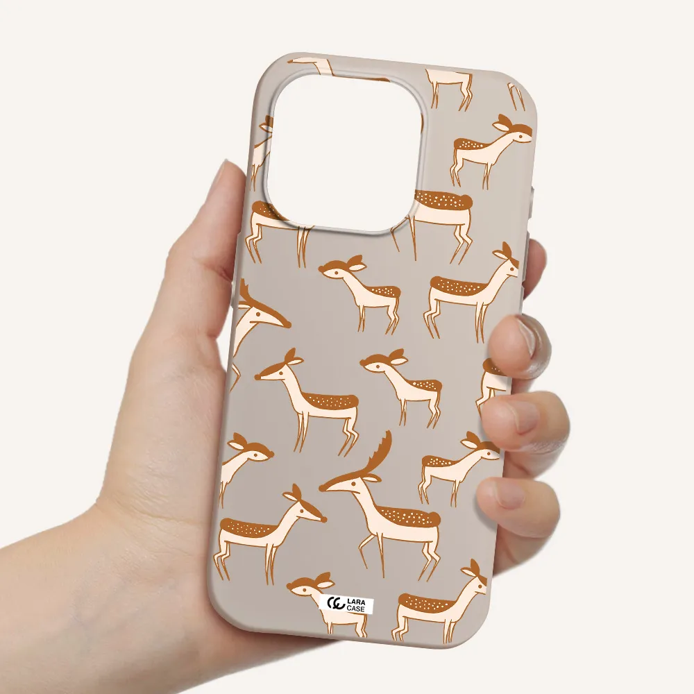 A Pattern Of Deer And Fawns Apple Iphone 15 Pro Silicone Stone Case