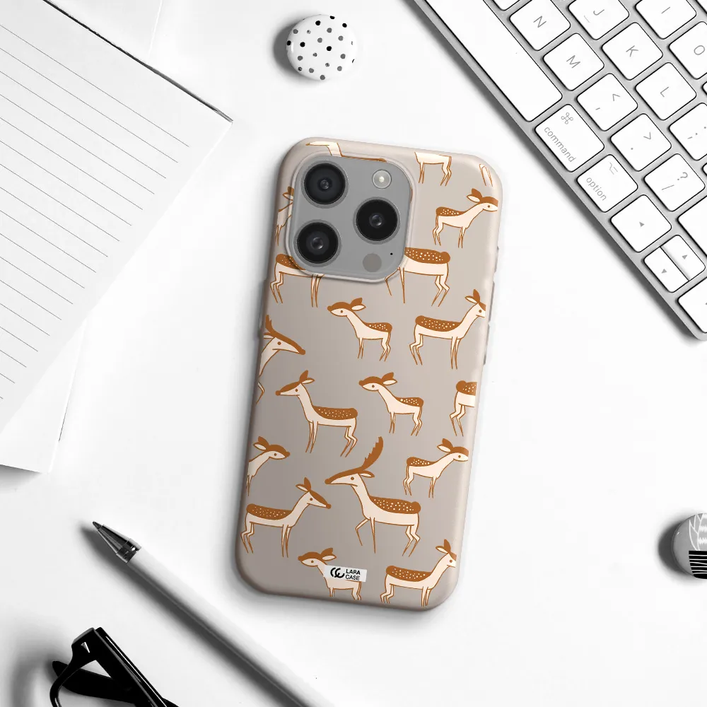 A Pattern Of Deer And Fawns Apple Iphone 15 Pro Silicone Stone Case