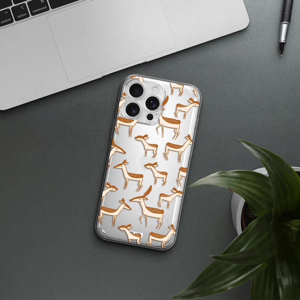 A Pattern Of Deer And Fawns Apple Iphone 16 Pro Max Clear Tpu Case