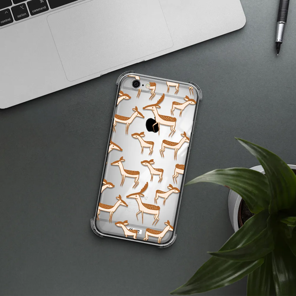 a pattern of deer and fawns Apple iPhone 6 Clear PC Case