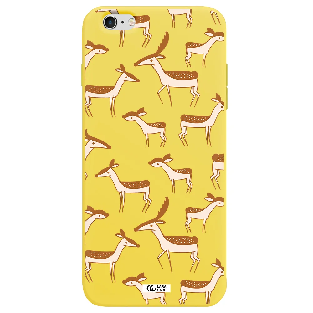 a pattern of deer and fawns Apple iPhone 6 plus Silicone canary yellow Case