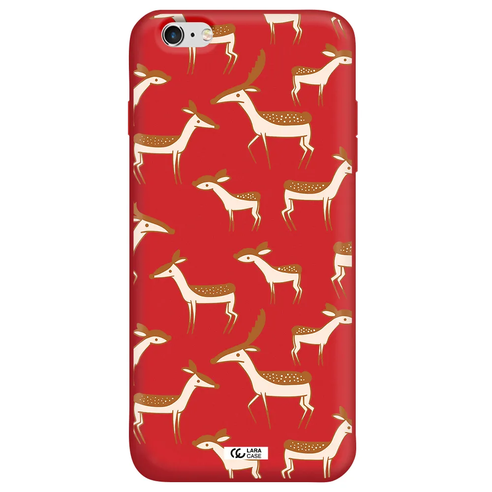 a pattern of deer and fawns Apple iPhone 6 plus Silicone Imperial Red Case