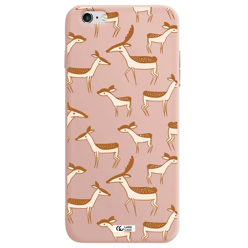 a pattern of deer and fawns Apple iPhone 6 plus Silicone pastel pink Case