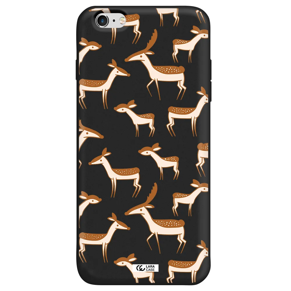 a pattern of deer and fawns Apple iPhone 6 s plus Silicone black Case