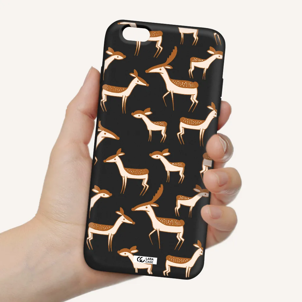 a pattern of deer and fawns Apple iPhone 6 s plus Silicone black Case