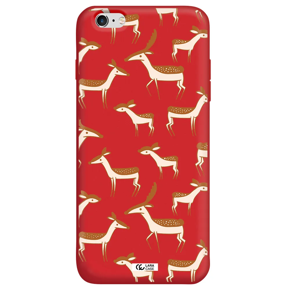 a pattern of deer and fawns Apple iPhone 6 s plus Silicone Imperial Red Case