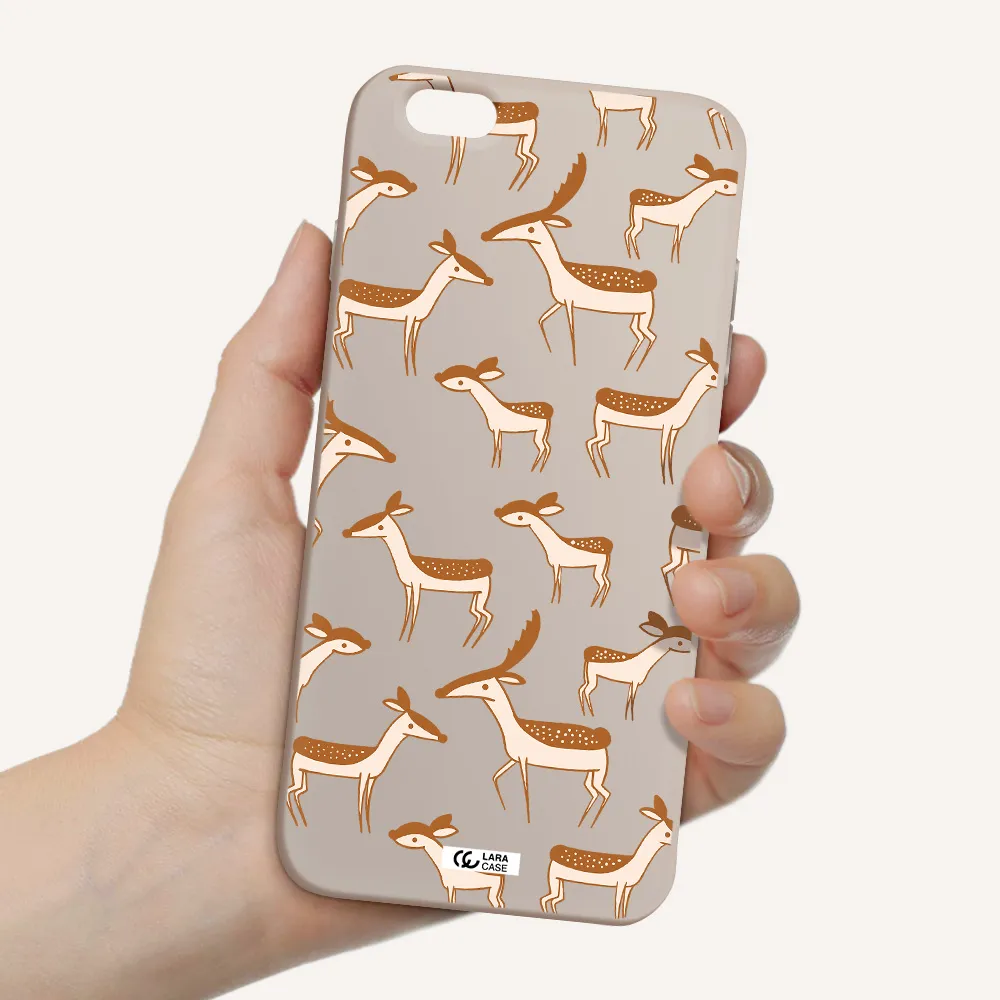 a pattern of deer and fawns Apple iPhone 6 s plus Silicone Stone Case