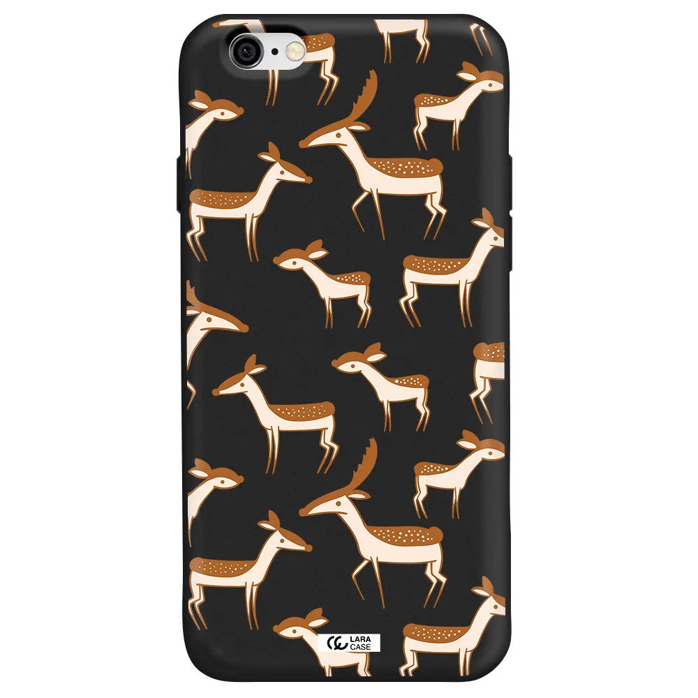 a pattern of deer and fawns Apple iPhone 6 Silicone black Case