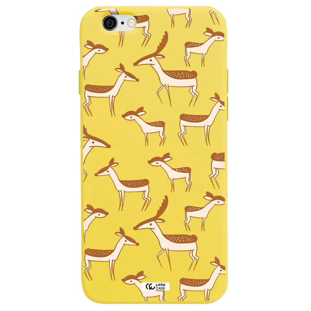 a pattern of deer and fawns Apple iPhone 6 Silicone canary yellow Case