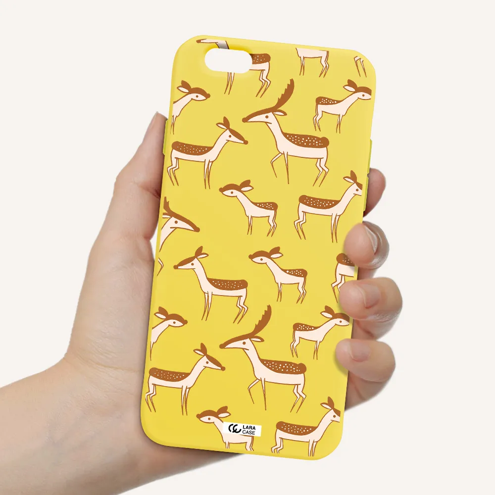 a pattern of deer and fawns Apple iPhone 6 Silicone canary yellow Case