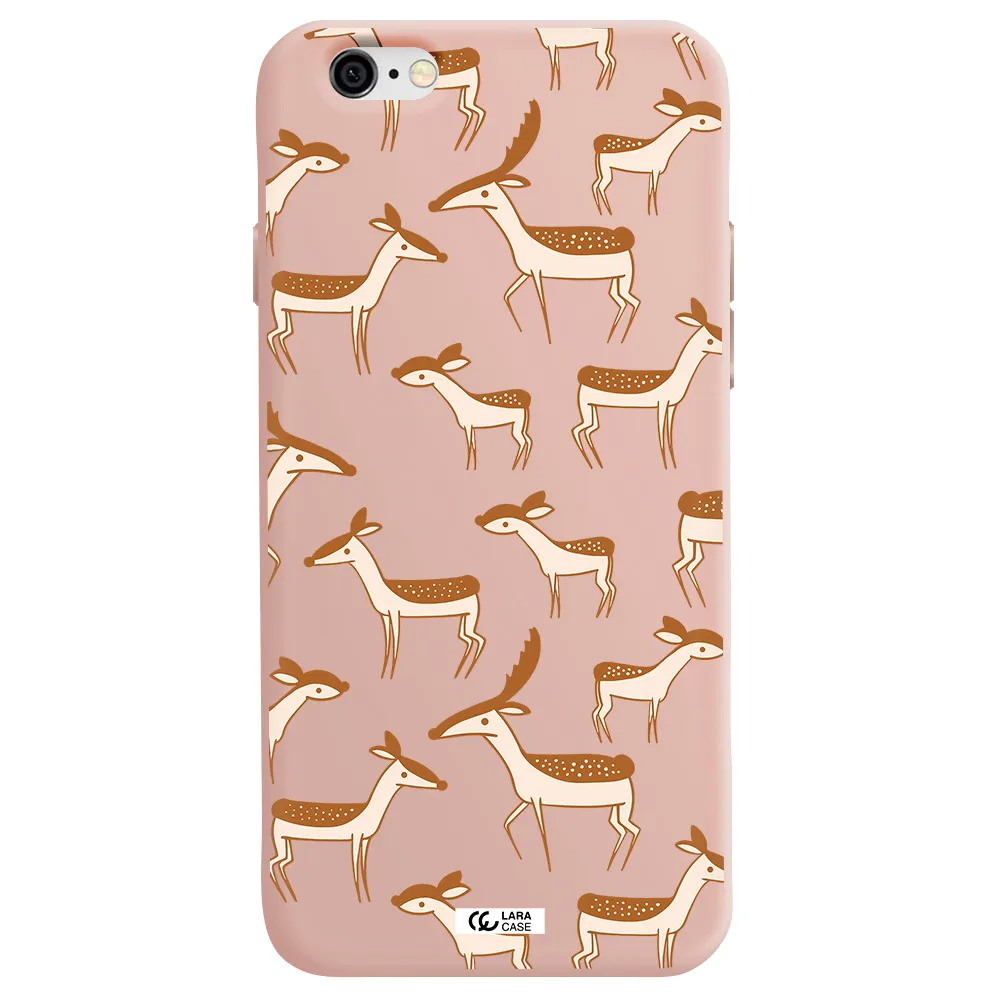 a pattern of deer and fawns Apple iPhone 6 Silicone pastel pink Case