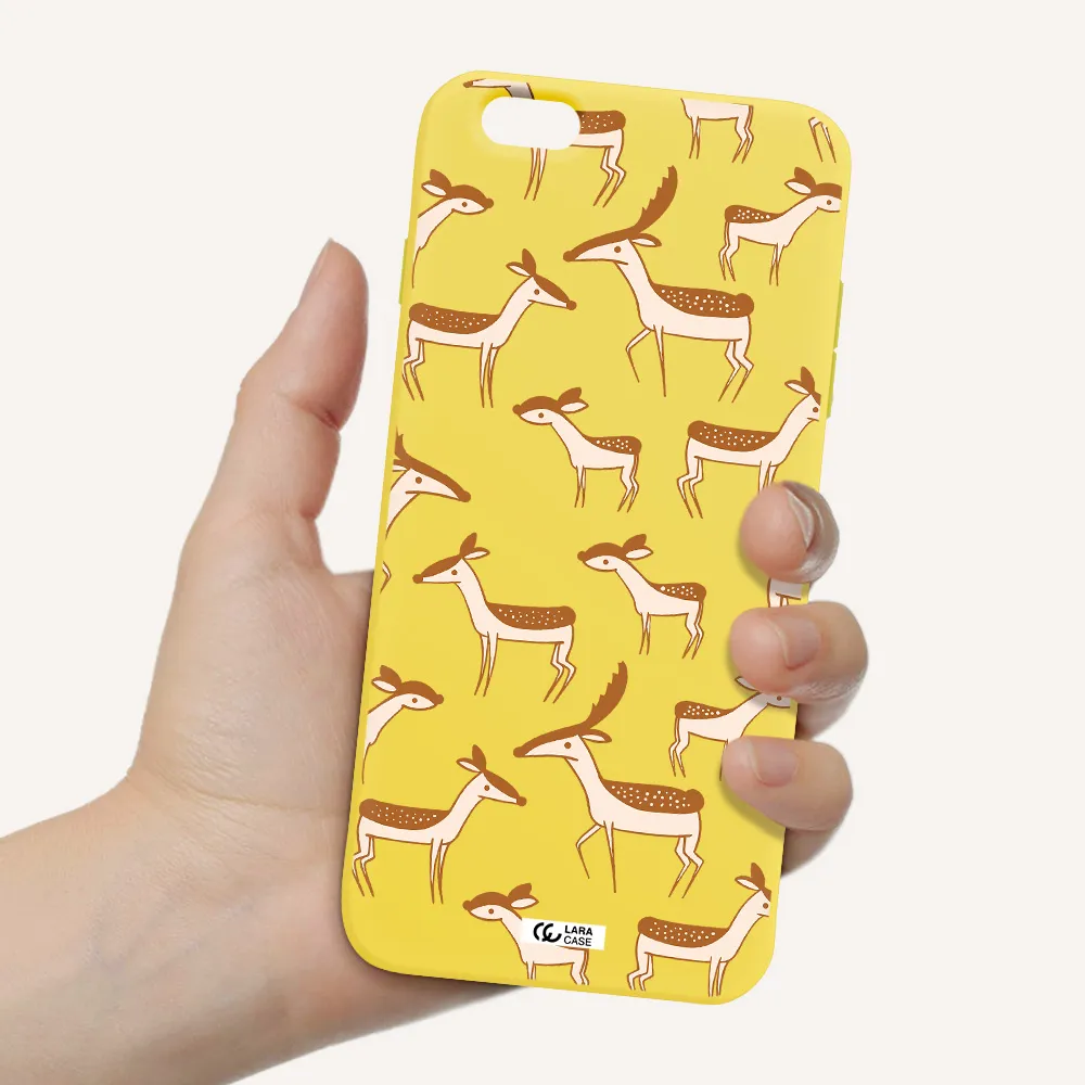 a pattern of deer and fawns Apple iPhone 6S Silicone canary yellow Case