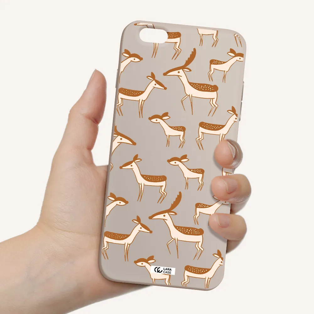 a pattern of deer and fawns Apple iPhone 6S Silicone Stone Case