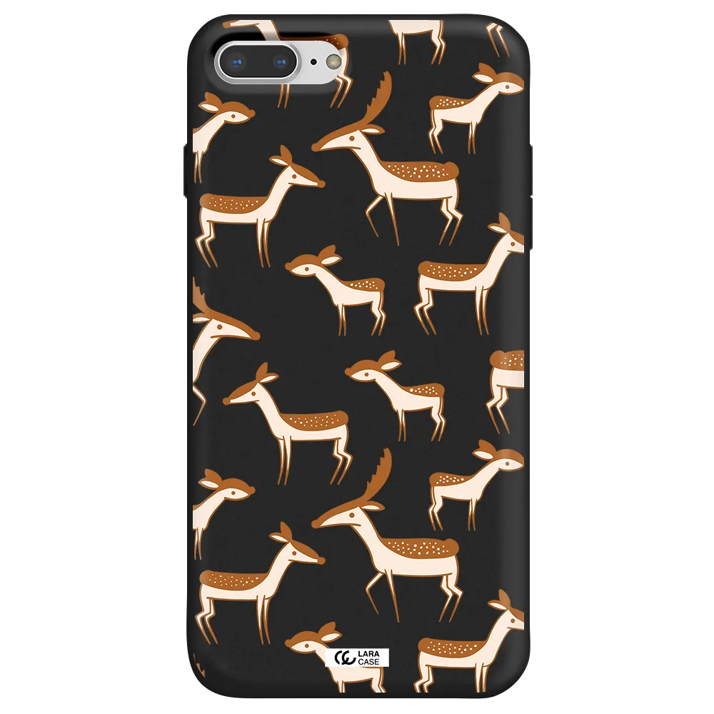 a pattern of deer and fawns Apple iPhone 7 plus Silicone black Case