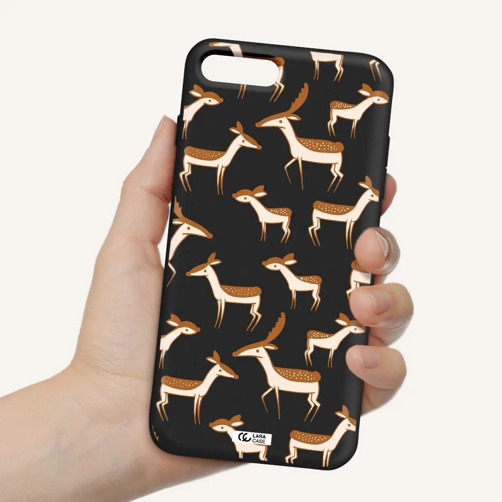 a pattern of deer and fawns Apple iPhone 7 plus Silicone black Case