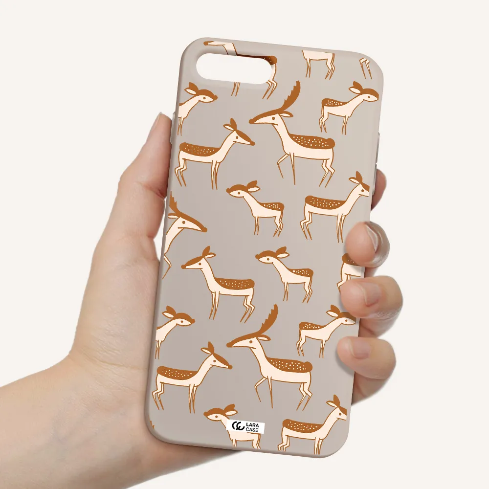 a pattern of deer and fawns Apple iPhone 7 plus Silicone Stone Case