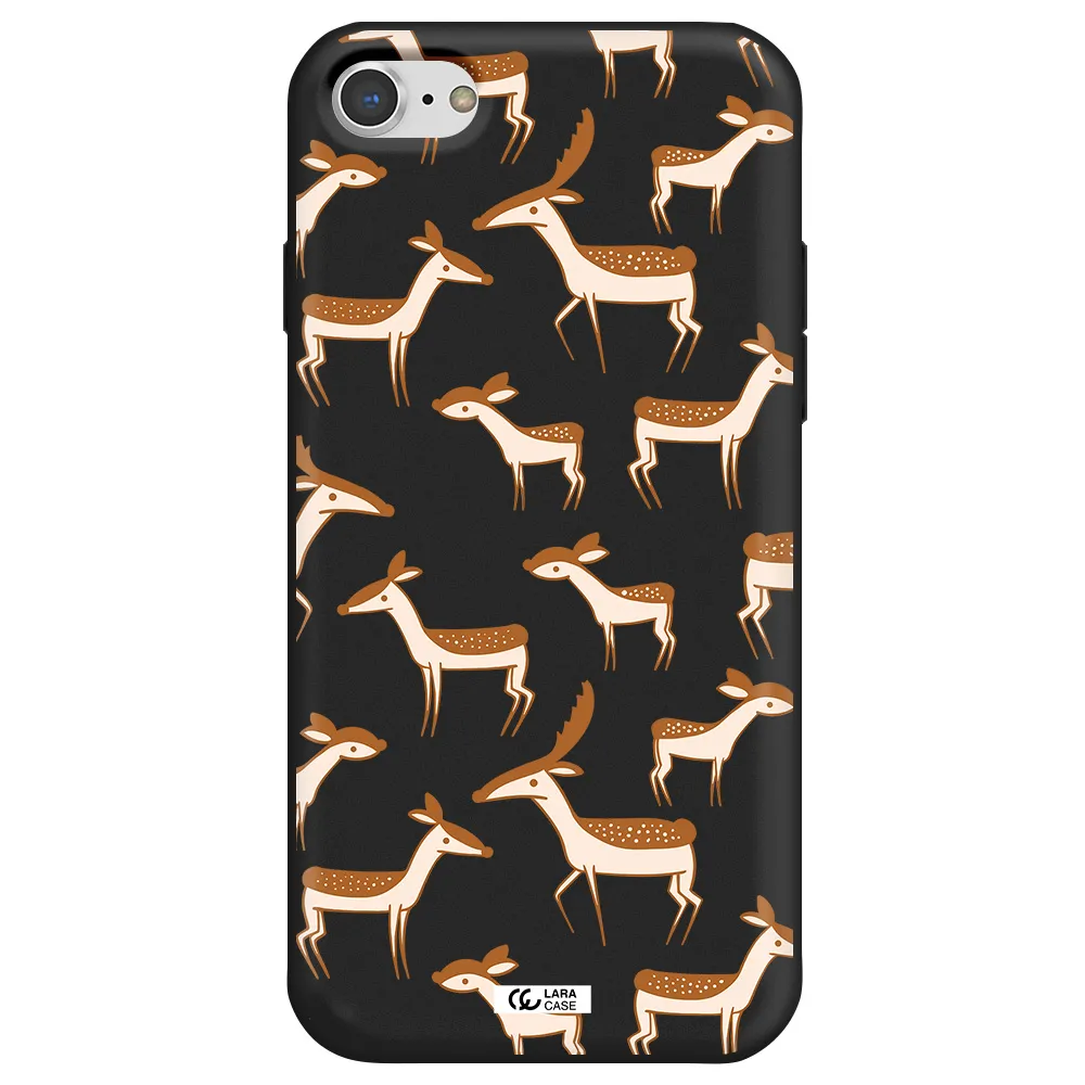 a pattern of deer and fawns Apple iPhone 7 Silicone black Case