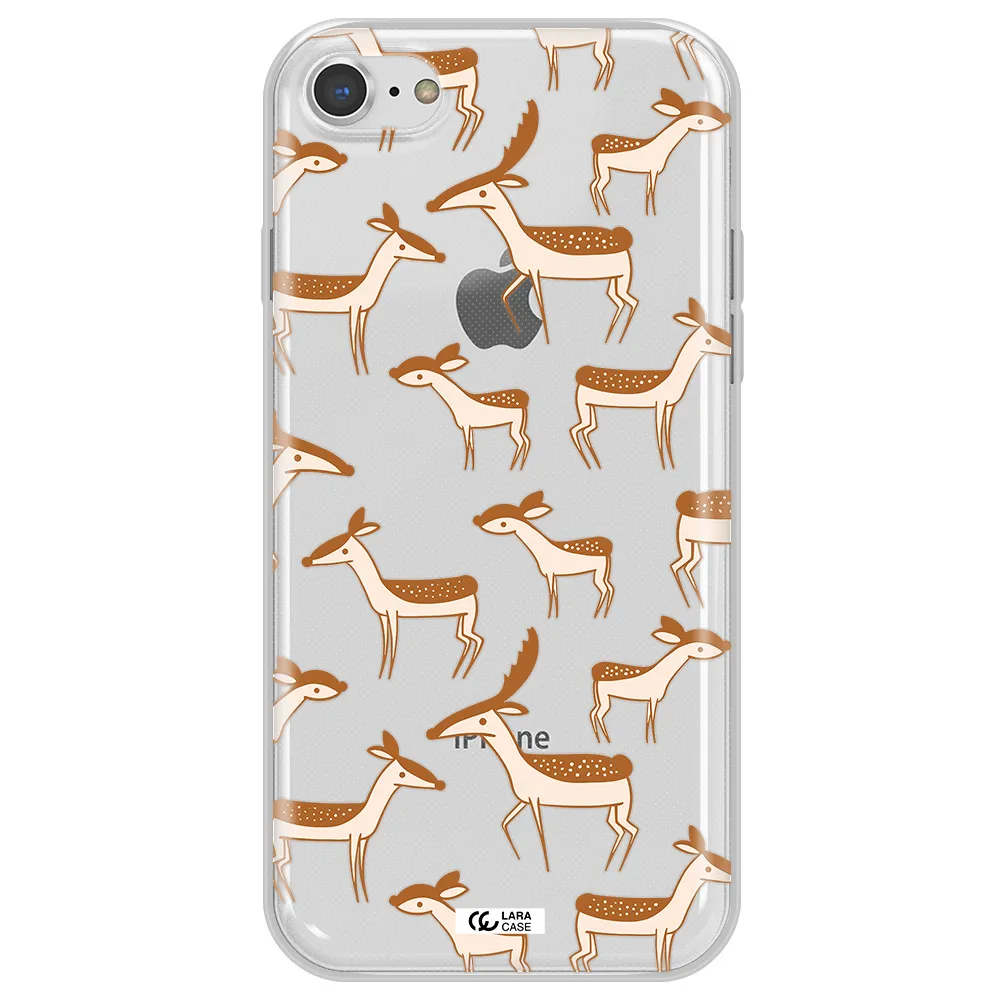 a pattern of deer and fawns Apple iPhone 8 Clear TPU Case