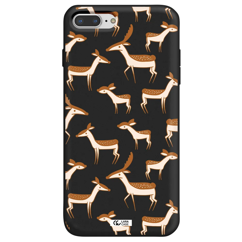 a pattern of deer and fawns Apple iPhone 8 plus Silicone black Case