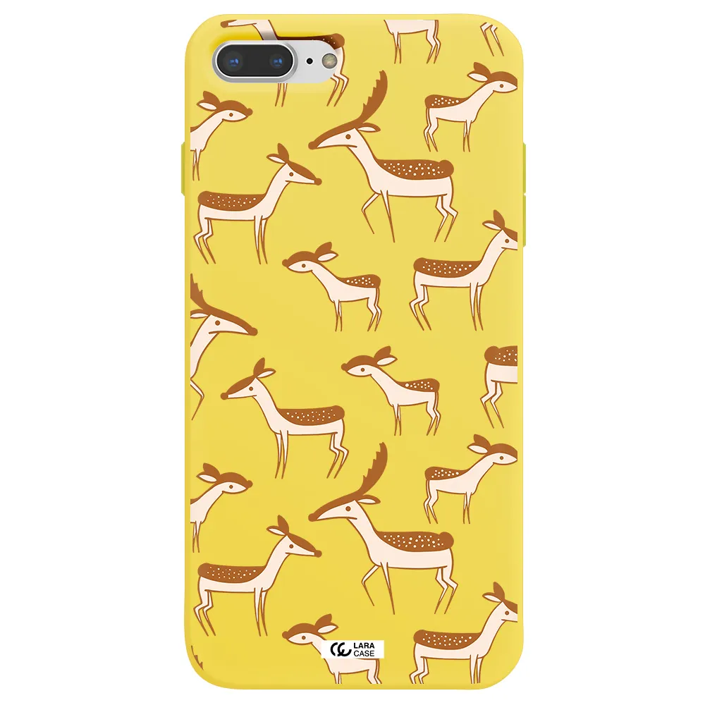 a pattern of deer and fawns Apple iPhone 8 plus Silicone canary yellow Case