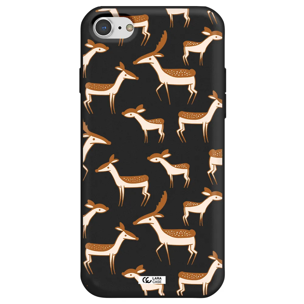 a pattern of deer and fawns Apple iPhone 8 Silicone black Case