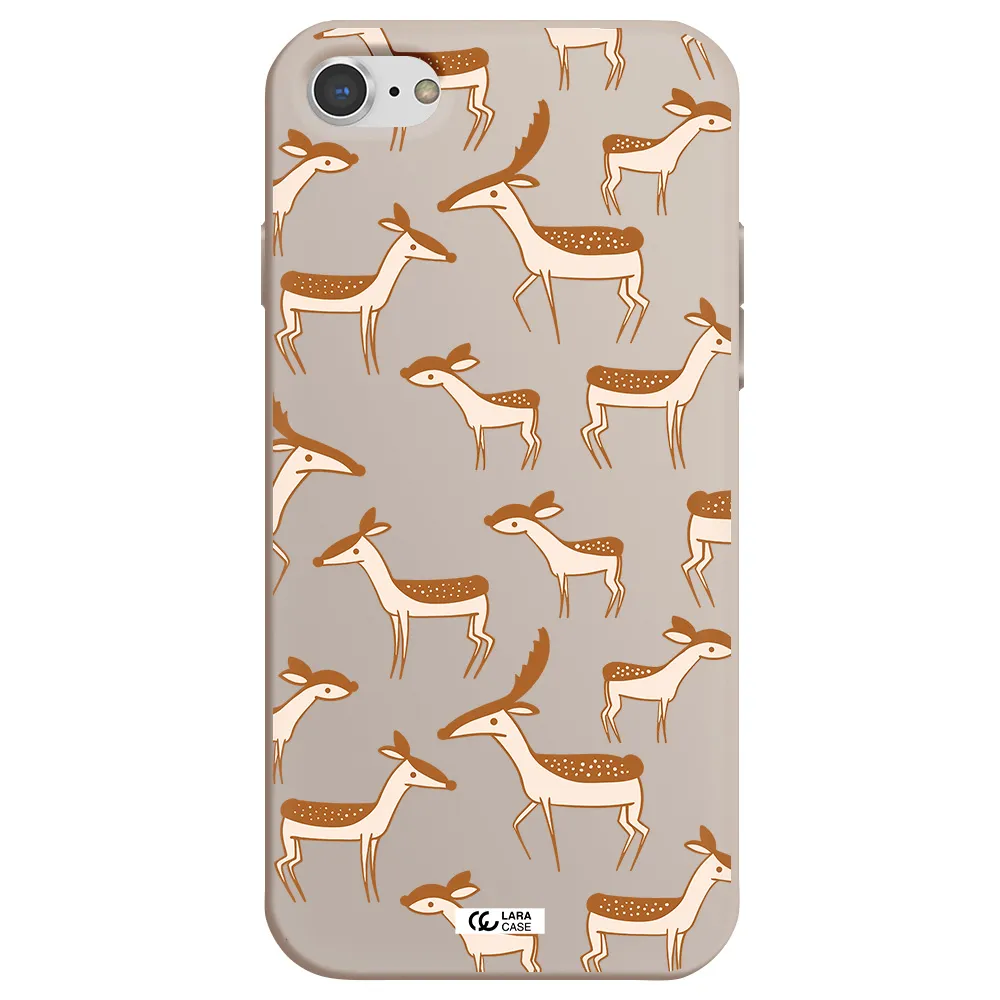 a pattern of deer and fawns Apple iPhone 8 Silicone Stone Case