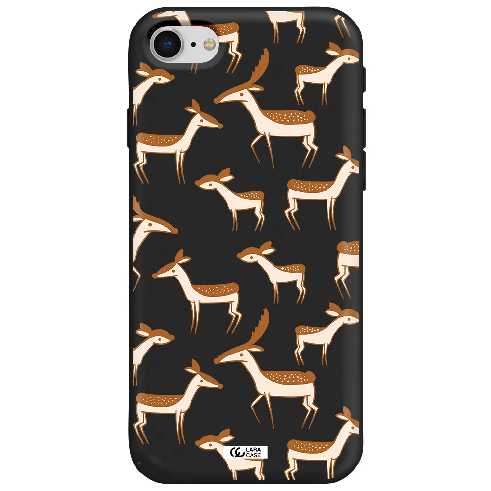 a pattern of deer and fawns Apple iPhone se 2020 Silicone black Case