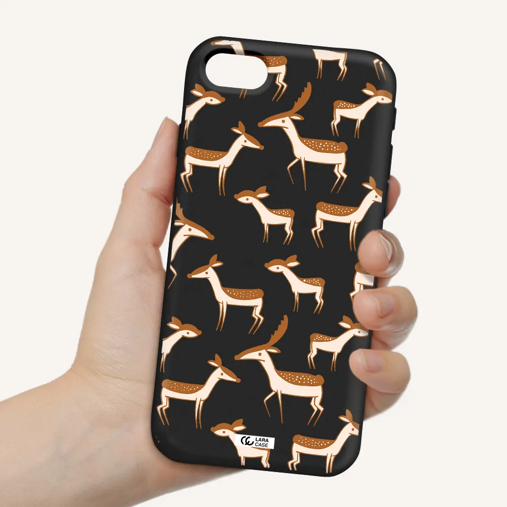 a pattern of deer and fawns Apple iPhone se 2020 Silicone black Case