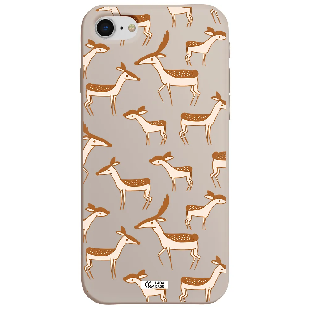 a pattern of deer and fawns Apple iPhone se 2020 Silicone Stone Case