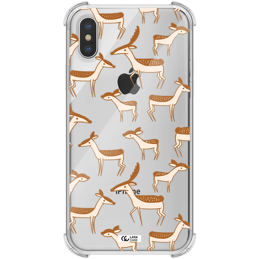 a pattern of deer and fawns Apple iPhone X Clear PC Case