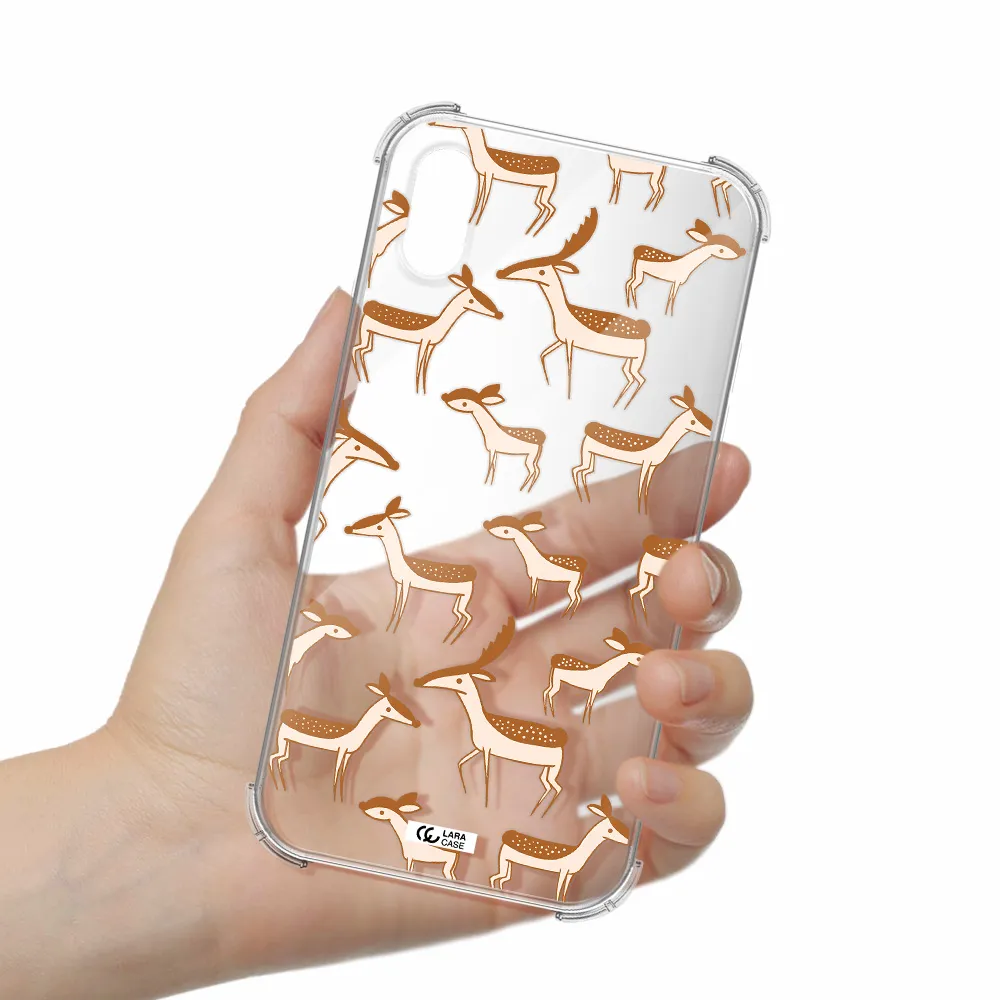 a pattern of deer and fawns Apple iPhone X Clear PC Case